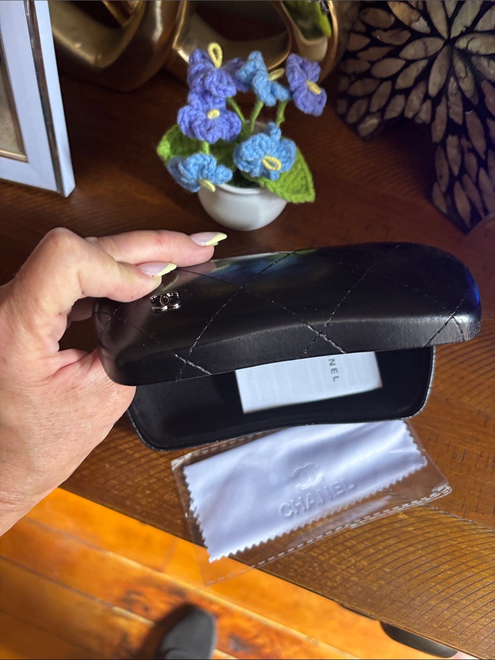 CHANEL Black Gradient Square Sunglasses with Gold CC Accents New with case. - Picture 11 of 11